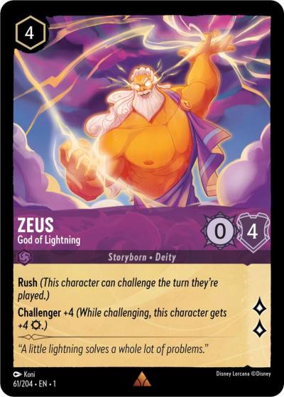 Zeus God of Lightning 61/204 The First Chapter Lorcana card