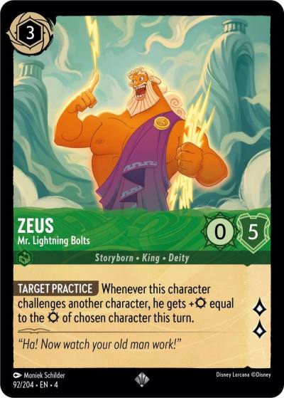 Zeus Mr Lightning Bolts 92/204 Ursula's Return Lorcana card