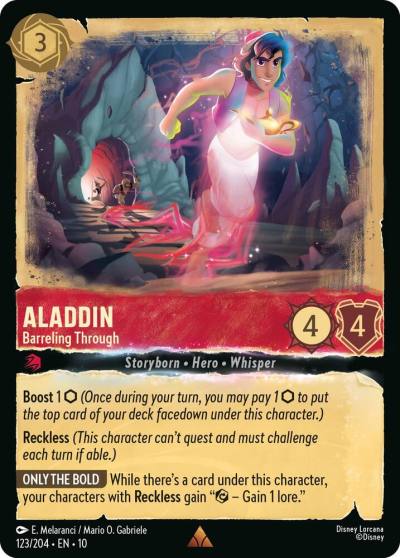Aladdin Barreling Through 123/204 Whispers in the Well Lorcana card