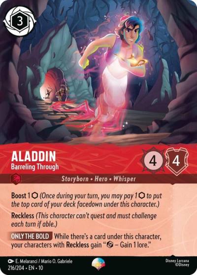 Aladdin Barreling Through Epic 216/204 Whispers in the Well Lorcana card