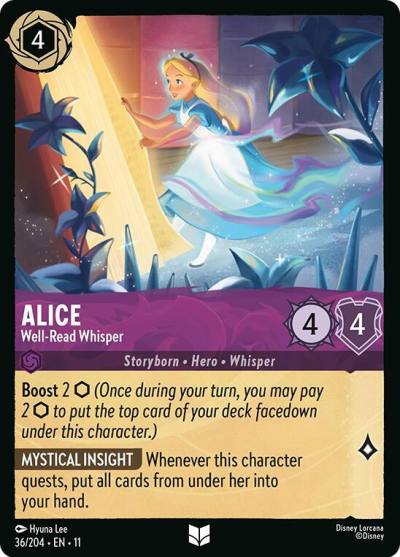Alice Well Read Whisper 36/204 Winterspell Lorcana card