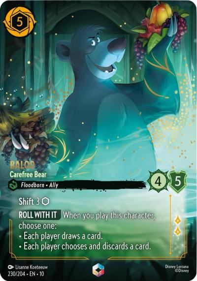 Baloo Carefree Bear Enchanted 230/204 Whispers in the Well Lorcana card