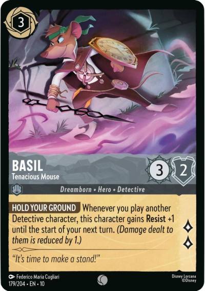 Basil Tenacious Mouse 179/204 Whispers in the Well Lorcana card
