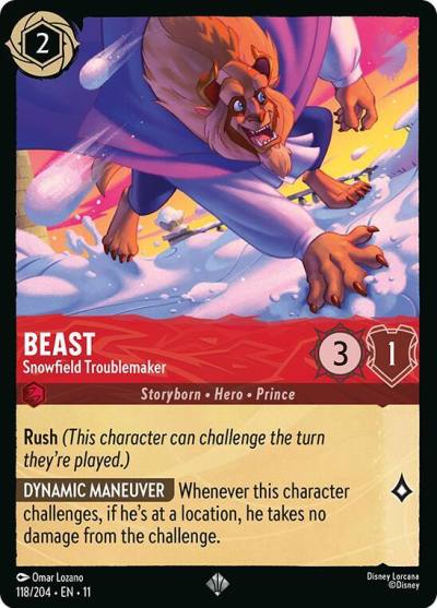 Beast Snowfield Troublemaker 118/204 Winterspell Lorcana card