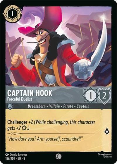 Captain Hook Forceful Duelist 186/204 Reign of Jafar Lorcana card