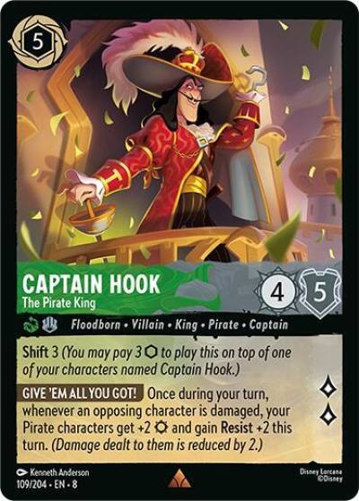 Captain Hook The Pirate King 109/204 Reign of Jafar Lorcana card
