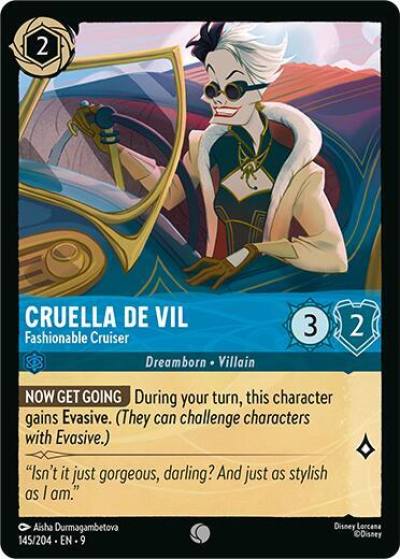 Cruella De Vil Fashionable Cruiser 145/204 Fabled Lorcana card