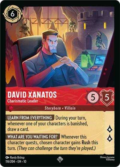 David Xanatos Charismatic Leader 116/204 Whispers in the Well Lorcana card