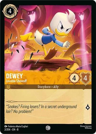 Dewey Lovable Showoff 2/204 Reign of Jafar Lorcana card