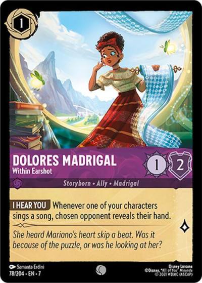 Dolores Madrigal Within Earshot 78/204 Archazia's Island Lorcana card
