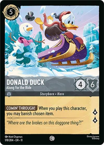 Donald Duck Along for the Ride 178/204 Winterspell Lorcana card