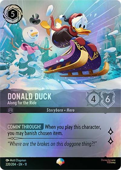 Donald Duck Along for the Ride Epic 220/204 Winterspell Lorcana card