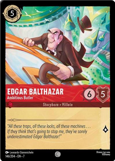 Edgar Balthazar Ambitious Butler 146/204 Archazia's Island Lorcana card