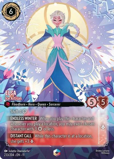 Elsa Ice Artisan Enchanted 233/204 Winterspell Lorcana card