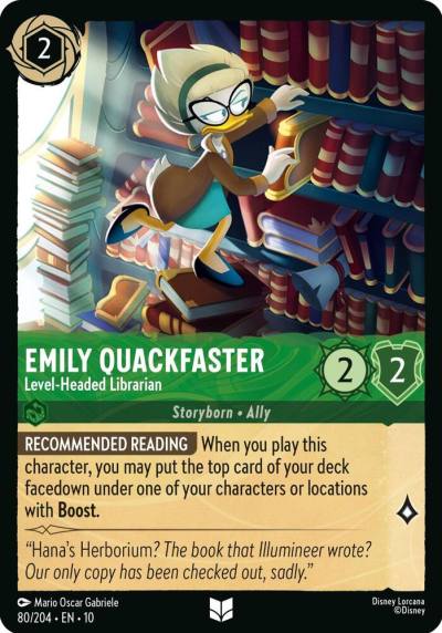 Emily Quackfaster Level Headed Librarian 80/204 Whispers in the Well Lorcana card