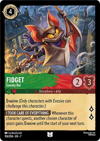 Fidget Sneaky Bat 106/204 Archazia's Island Lorcana card