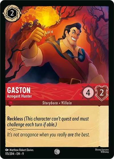 Gaston Arrogant Hunter 115/204 Fabled Lorcana card