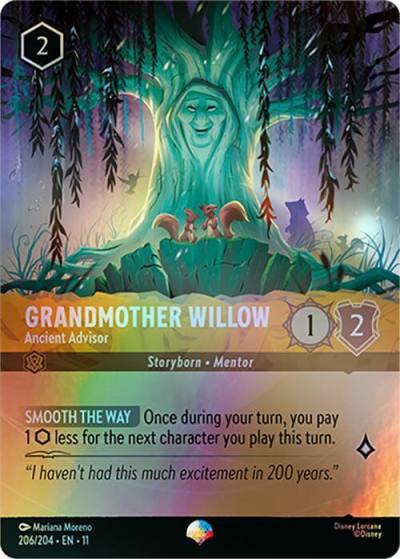 Grandmother Willow Ancient Advisor Epic 206/204 Winterspell Lorcana card