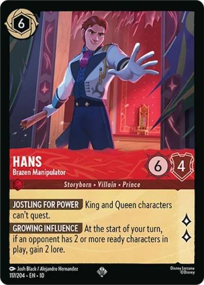 Hans Brazen Manipulator 117/204 Whispers in the Well Lorcana card