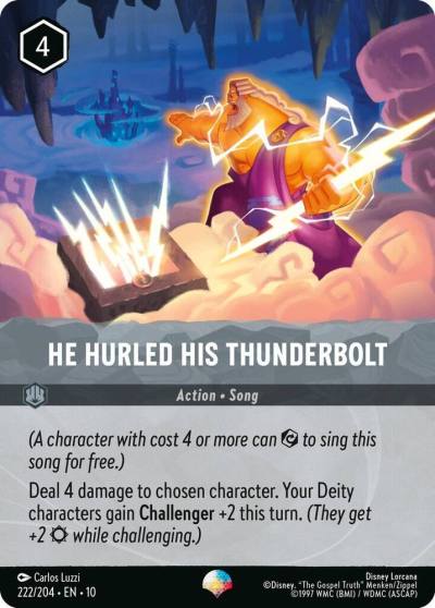 He Hurled His Thunderbolt Epic 222/204 Whispers in the Well Lorcana card