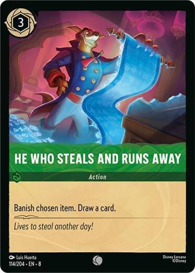 He Who Steals And Runs Away 114/204 Reign of Jafar Lorcana card