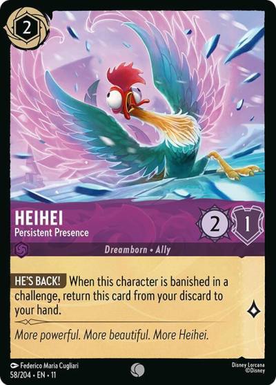 HeiHei Persistent Presence 58/204 Winterspell Lorcana card
