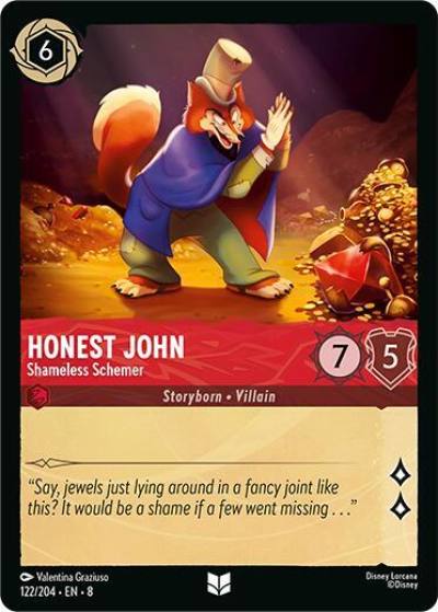 Honest John Shameless Schemer 122/204 Reign of Jafar Lorcana card
