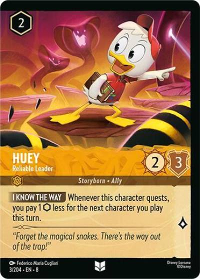 Huey Reliable Leader Foil 3/204 Reign of Jafar Lorcana card