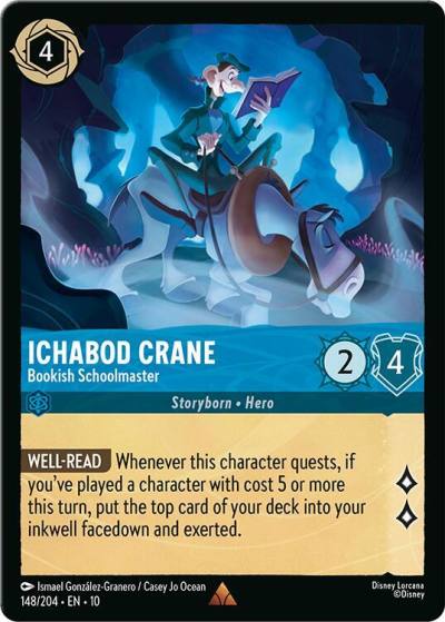 Ichabod Crane Bookish Schoolmaster 148/204 Whispers in the Well Lorcana card