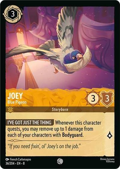 Joey Blue Pigeon 36/204 Reign of Jafar Lorcana card