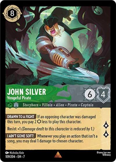 John Silver Vengeful Pirate 109/204 Archazia's Island Lorcana card