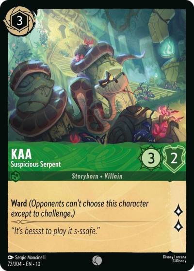 Kaa Suspicious Serpent 72/204 Whispers in the Well Lorcana card