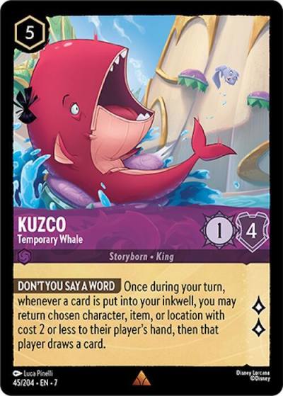 Kuzco Temporary Whale 45/204 Archazia's Island Lorcana card