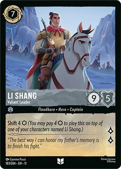 Li Shang Valiant Leader 183/204 Winterspell Lorcana card