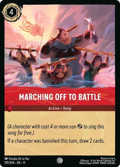 Marching Off to Battle 129/204 Winterspell Lorcana card