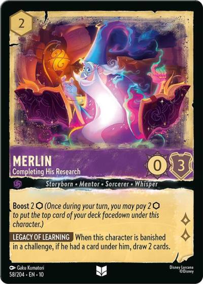 Merlin Completing His Research 58/204 Whispers in the Well Lorcana card