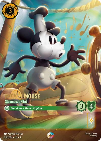 Mickey Mouse Steamboat Pilot Enchanted 231/204 Fabled Lorcana card