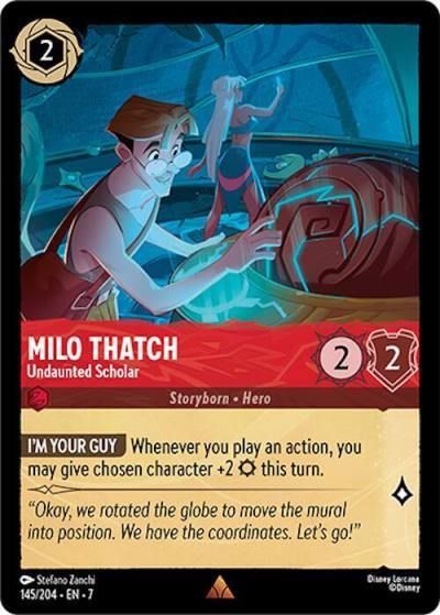 Milo Thatch Undaunted Scholar 145/204 Archazia's Island Lorcana card