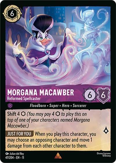 Morgana Macawber Reformed Spellcaster 47/204 Winterspell Lorcana card