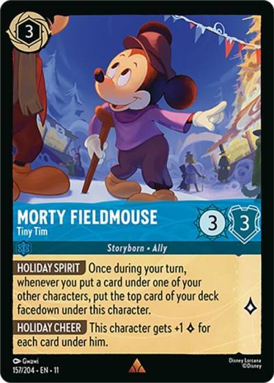 Morty Fieldmouse Tiny Tim 157/204 Winterspell Lorcana card