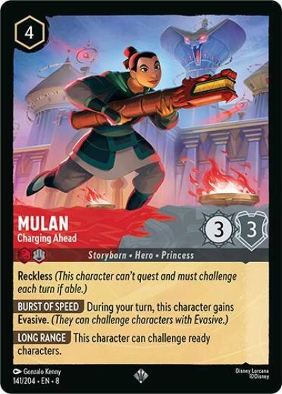 Mulan Charging Ahead 141/204 Reign of Jafar Lorcana card
