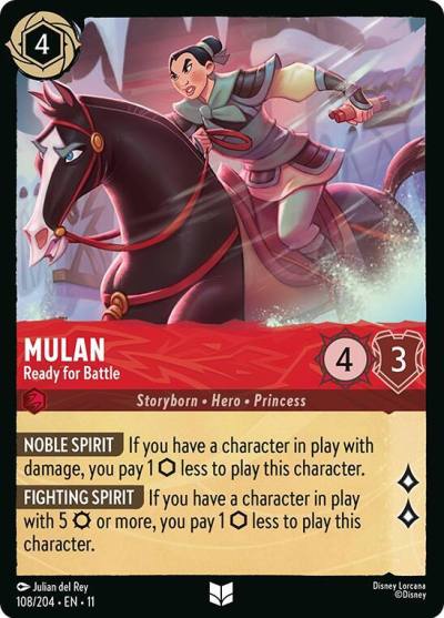 Mulan Ready for Battle 108/204 Winterspell Lorcana card