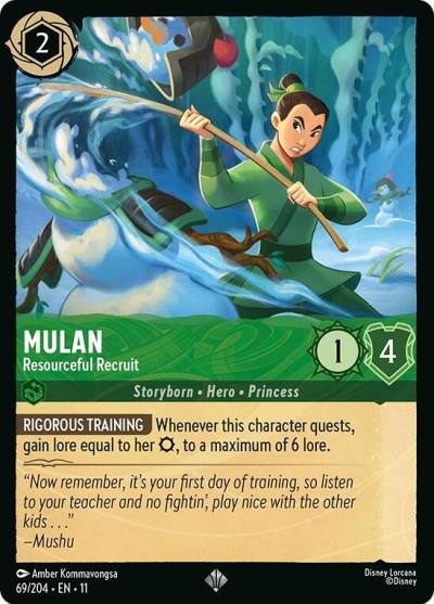 Mulan Resourceful Recruit 69/204 Winterspell Lorcana card
