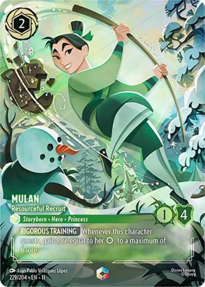 Mulan Resourceful Recruit Enchanted 229/204 Winterspell Lorcana card