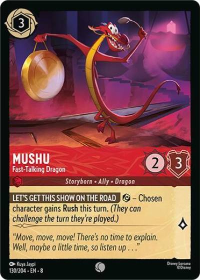 Mushu Fast Talking Dragon 130/204 Reign of Jafar Lorcana card