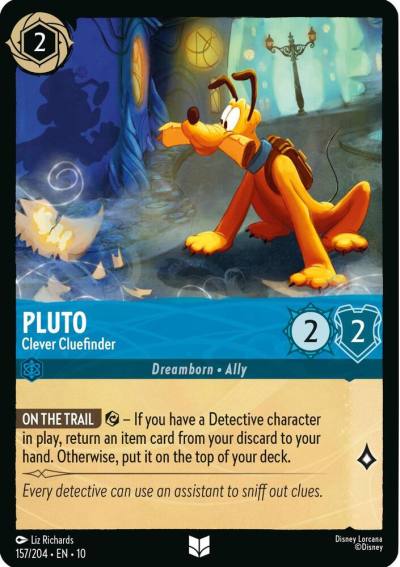 Pluto Clever Cluefinder 157/204 Whispers in the Well Lorcana card