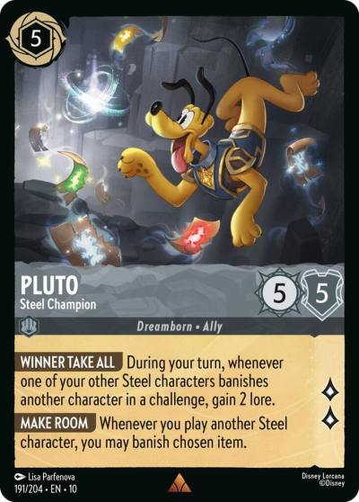 Pluto Steel Champion 191/204 Whispers in the Well Lorcana card