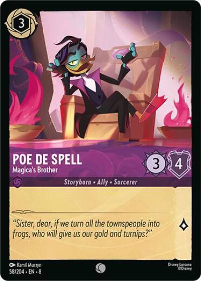 Poe De Spell Magicas Brother 58/204 Reign of Jafar Lorcana card