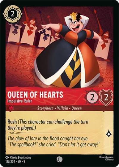 Queen of Hearts Impulsive Ruler 123/204 Fabled Lorcana card