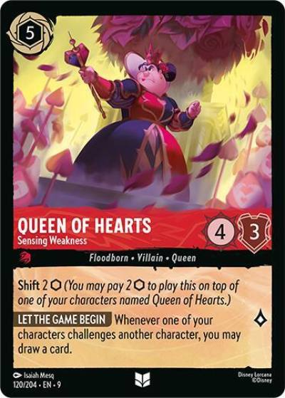 Queen of Hearts Sensing Weakness 120/204 Fabled Lorcana card